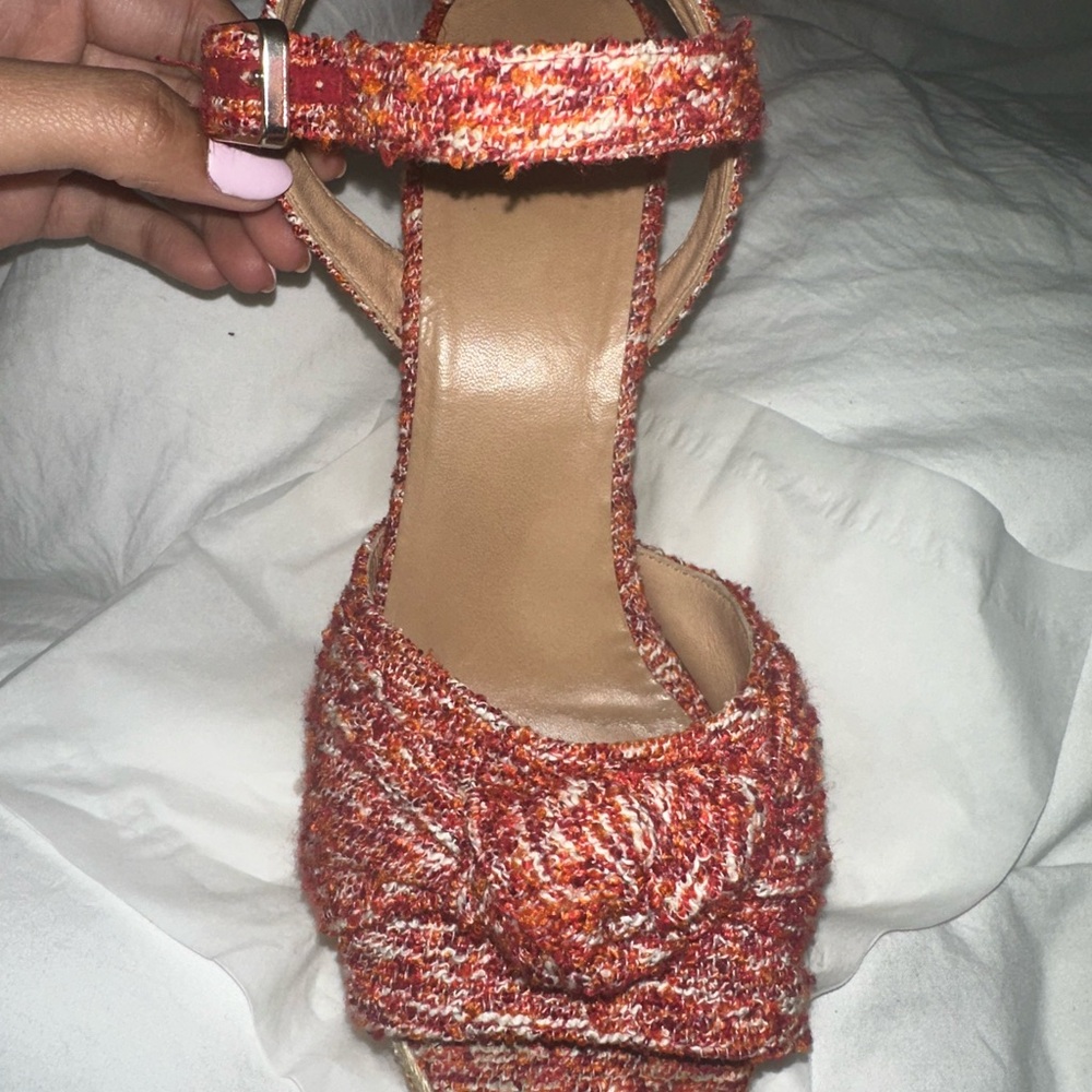 Castaner Red and Orange Espadrilles with Twisted Fabric Detail - Size US9